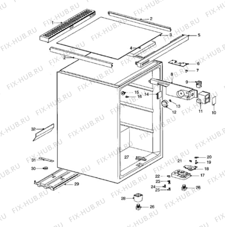 Взрыв-схема холодильника Tricity Bendix ECF023W - Схема узла Cabinet + furniture (extra)