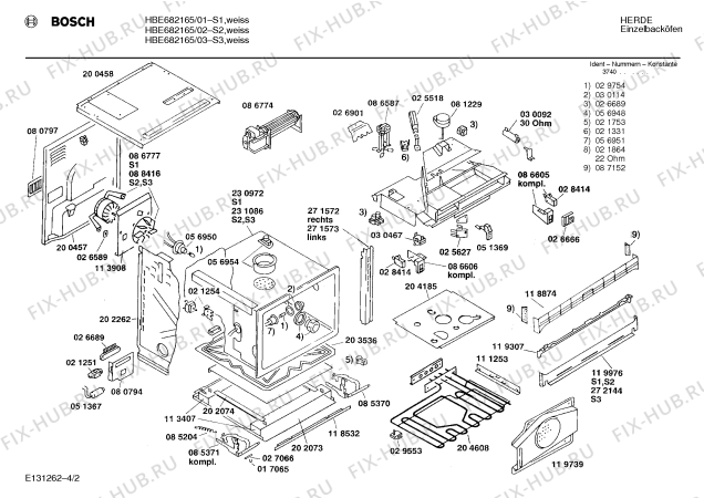 Взрыв-схема плиты (духовки) Bosch HBE682165 - Схема узла 02