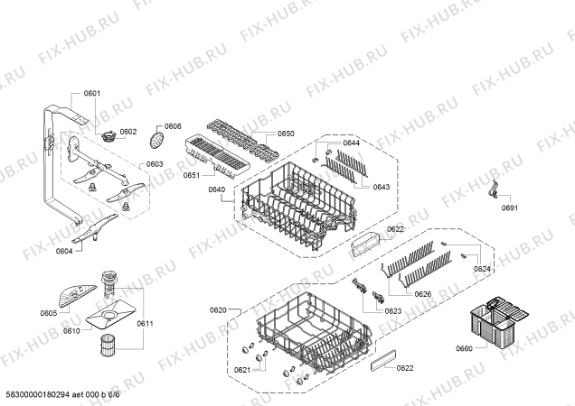 Взрыв-схема посудомоечной машины Bosch SPS53M02GB, Serie 6 - Схема узла 06