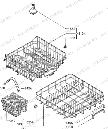 Взрыв-схема посудомоечной машины Rex RTP - Схема узла Basket 160