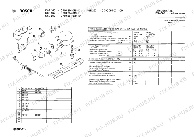Схема №2 0700264015 KGE260 с изображением Переключатель для холодильника Bosch 00114167