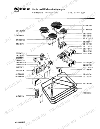 Взрыв-схема плиты (духовки) Neff 1114443607 1444/171NCSG - Схема узла 05