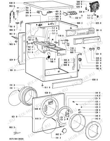 Схема №1 AWM 564/A с изображением Обшивка для стиральной машины Whirlpool 481245319809