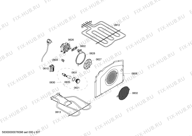 Взрыв-схема плиты (духовки) Bosch HSW722020E - Схема узла 06