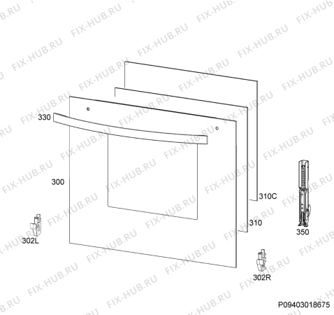 Взрыв-схема плиты (духовки) Frigidaire CFEF2411RW - Схема узла Door