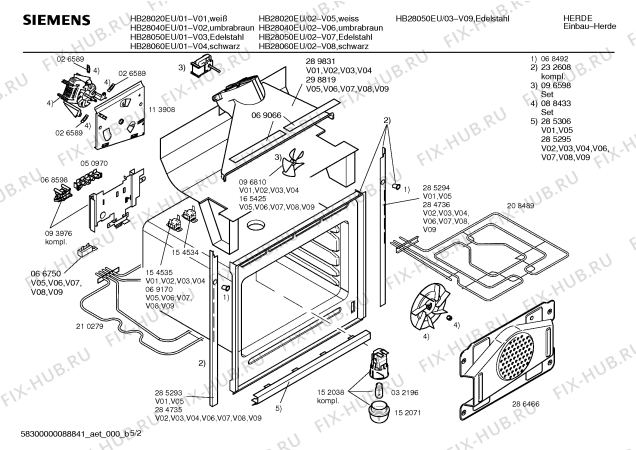 Взрыв-схема плиты (духовки) Siemens HB28040EU - Схема узла 02