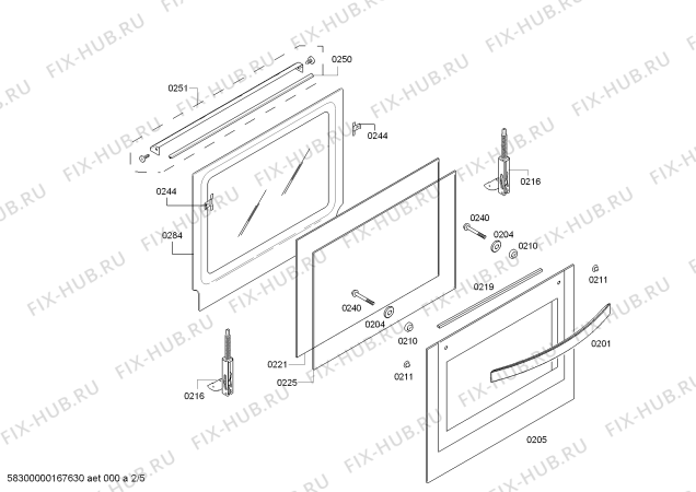 Схема №3 3HB508BP H.BA.NP.L2D.IN.GLASS.CFC.B.E0_C/// с изображением Внешняя дверь для плиты (духовки) Bosch 00701772