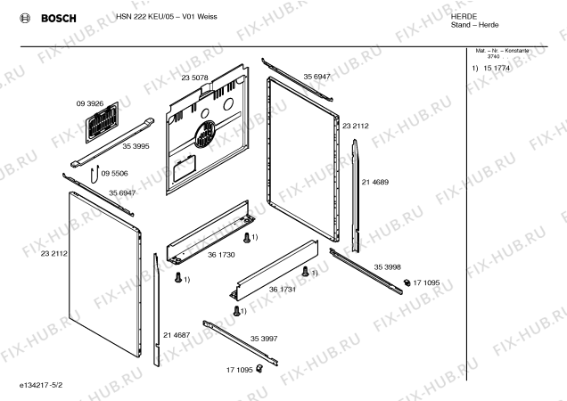 Схема №2 HSN222KEU с изображением Инструкция по эксплуатации для духового шкафа Bosch 00500060