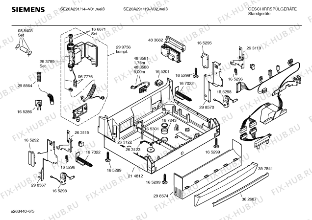 Взрыв-схема посудомоечной машины Siemens SE20A291 HiSense - Схема узла 05