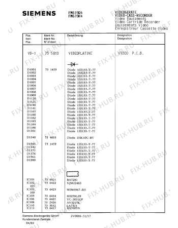 Схема №29 FM619K4 с изображением Сервисная инструкция для видеоэлектроники Siemens 00535311