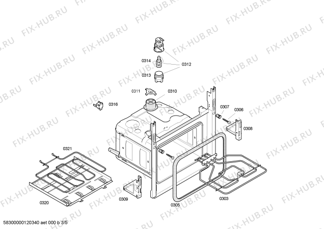 Взрыв-схема плиты (духовки) Bosch HBN100521E - Схема узла 03