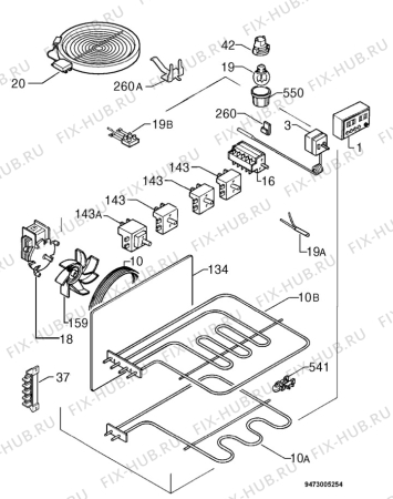 Взрыв-схема плиты (духовки) Electrolux EK6765X - Схема узла Electrical equipment 268