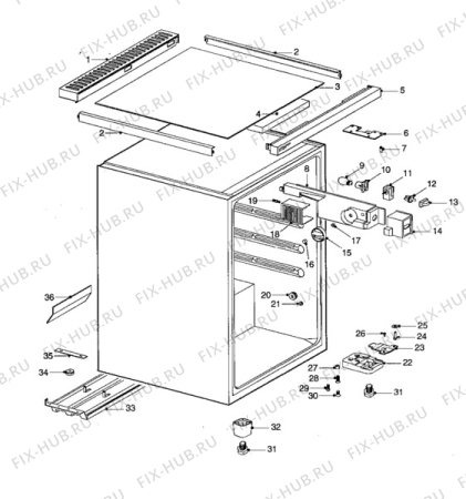 Взрыв-схема холодильника Zanussi ZFC43L - Схема узла Cabinet + armatures