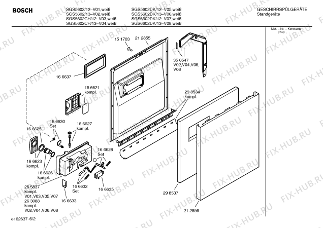 Схема №3 SHU5612SK с изображением Передняя панель для посудомойки Bosch 00299036