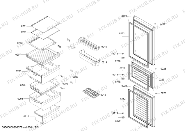 Схема №1 KGN28V268C с изображением Выдвижной ящик для холодильной камеры Bosch 11025975
