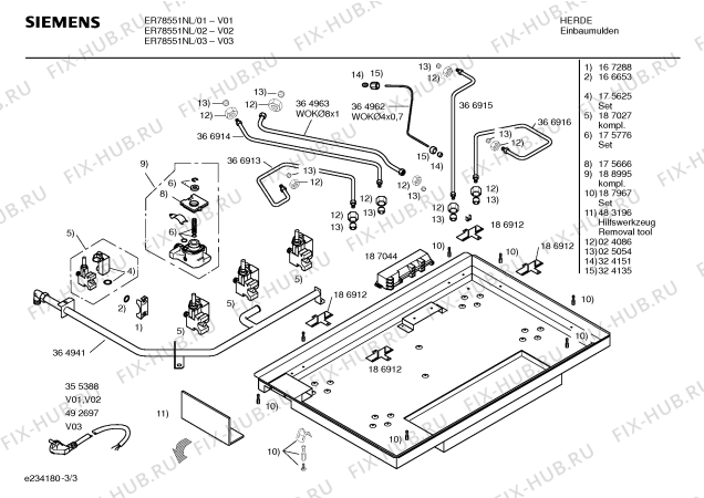 Взрыв-схема плиты (духовки) Siemens ER78551NL - Схема узла 03