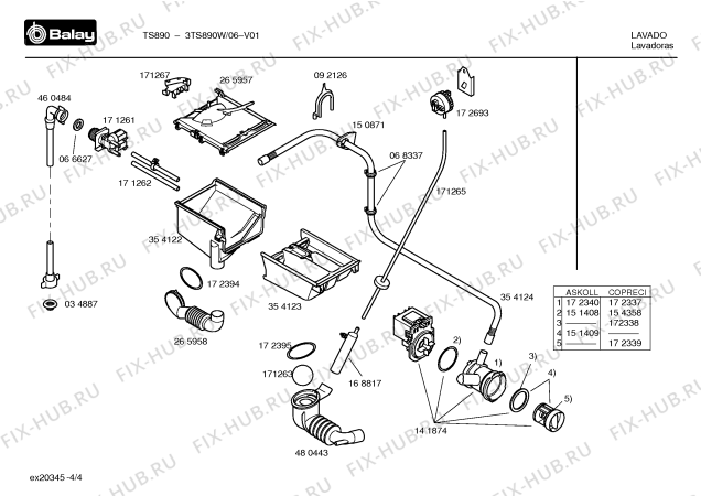 Взрыв-схема стиральной машины Balay 3TS890W TS890 - Схема узла 04