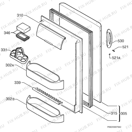 Взрыв-схема холодильника Firenzi FLF155W - Схема узла Door 003