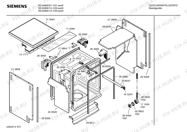 Схема №5 SE24202EU с изображением Передняя панель для посудомойки Siemens 00352121