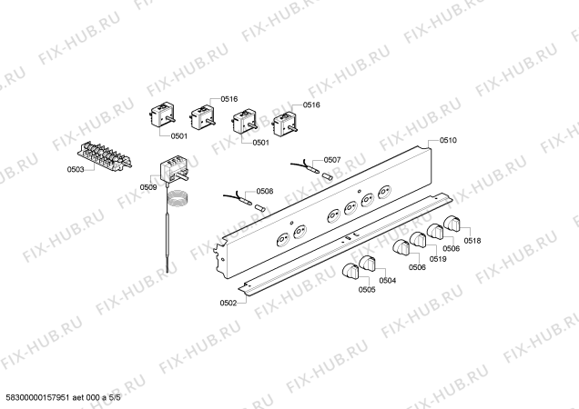 Схема №3 HSL812KSC с изображением Ручка управления духовкой для электропечи Bosch 00623671