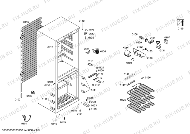 Схема №3 3KFL7854 с изображением Поднос для холодильной камеры Bosch 00667362