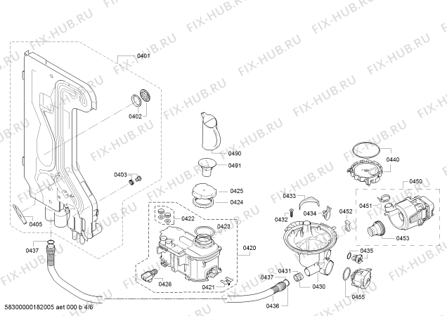 Взрыв-схема посудомоечной машины Bosch SMS40C02EU AquaStop - Схема узла 04