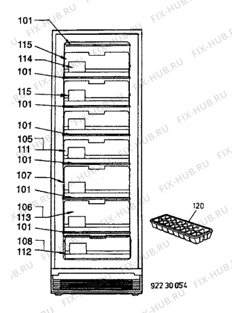 Взрыв-схема холодильника Electrolux EU2400C - Схема узла Internal parts