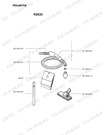 Взрыв-схема пылесоса Rowenta RS620 - Схема узла RS620CN_.__2