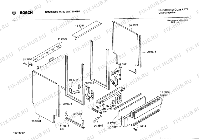 Взрыв-схема посудомоечной машины Bosch 0730202711 SMU52005 - Схема узла 04