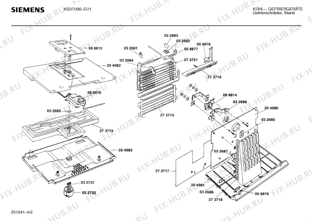 Взрыв-схема холодильника Siemens KS37U00 - Схема узла 02