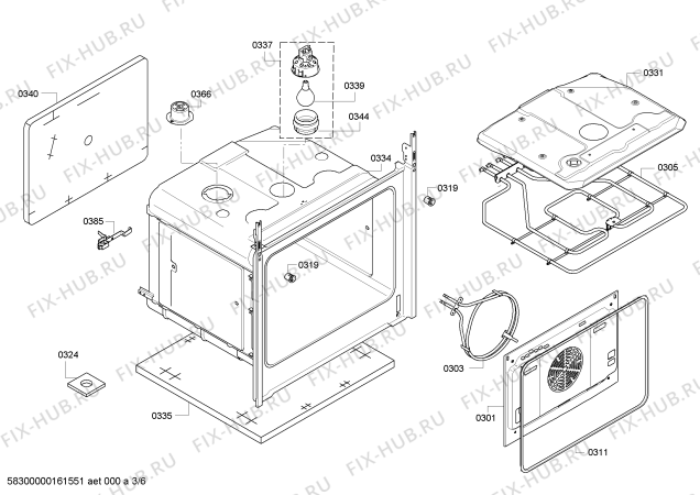 Взрыв-схема плиты (духовки) Bosch HBA13B262B - Схема узла 03