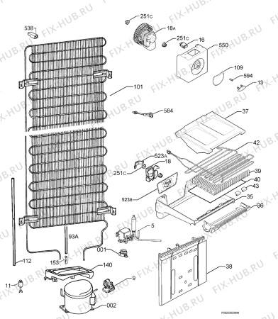 Взрыв-схема холодильника Electrolux ENA3451X - Схема узла Cooling system 017