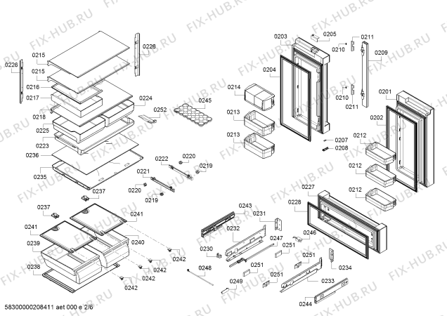 Схема №5 KFN86A268C с изображением Стеклянная полка для холодильника Bosch 11026340