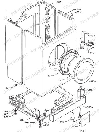 Взрыв-схема стиральной машины Lux WH300 - Схема узла Cabinet + armatures