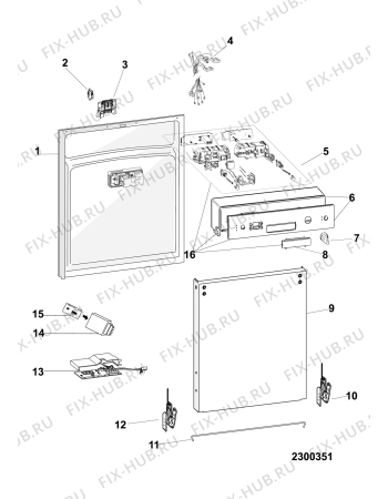 Схема №2 LLK7S112XEX (F086064) с изображением Блок управления для посудомойки Indesit C00310296