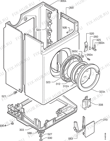 Взрыв-схема стиральной машины Electrolux EW1015F - Схема узла Cabinet + armatures