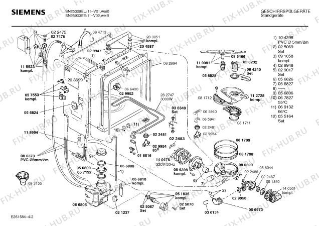 Взрыв-схема посудомоечной машины Siemens SN25903EE - Схема узла 02