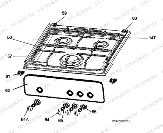 Взрыв-схема плиты (духовки) Zanussi ZCG55TGW1 - Схема узла Section 4