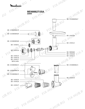 Схема №2 ME686827/35A с изображением Кабель для электромясорубки Moulinex SS-1530000506