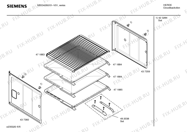 Взрыв-схема плиты (духовки) Siemens HB534260 - Схема узла 06
