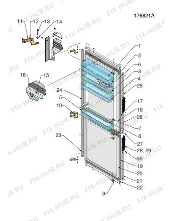 Взрыв-схема холодильника Electrolux EK27611LWE - Схема узла Door 003