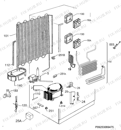 Взрыв-схема холодильника Aeg SCE81816ZF - Схема узла Cooling system 017