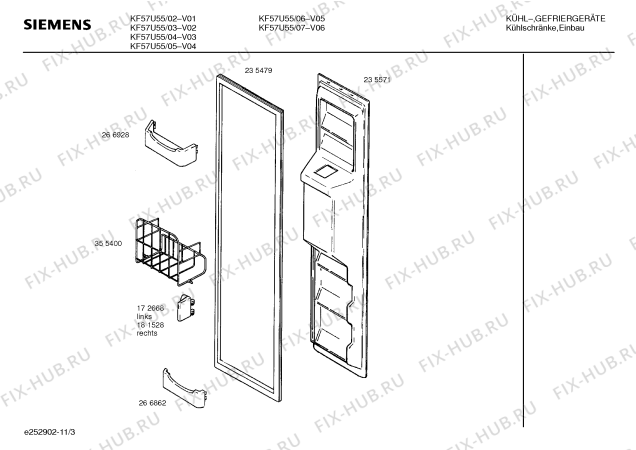 Схема №5 KG66U55 с изображением Корпус для холодильника Siemens 00266828