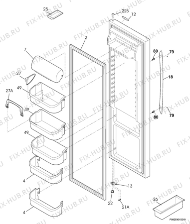 Взрыв-схема холодильника Frigidaire GPSZ25V9DS0 - Схема узла Refrigerator door