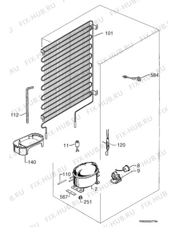 Взрыв-схема холодильника Zanussi ZBB2294L - Схема узла Cooling system 017