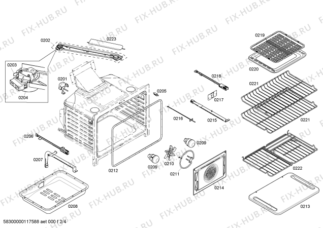 Взрыв-схема плиты (духовки) Bosch HGS7052UC - Схема узла 02