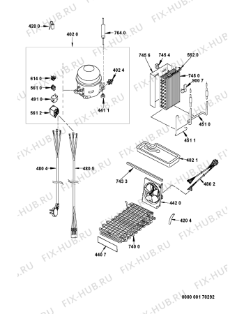 Схема №5 4644103300 с изображением Моторчик вентилятора для холодильника Whirlpool 481202858344