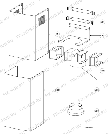 Взрыв-схема вытяжки Electrolux EFC90542X - Схема узла Section 4