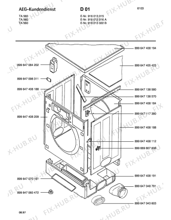 Взрыв-схема стиральной машины Blomberg TA 560-W 2 352 042 - Схема узла Housing 001