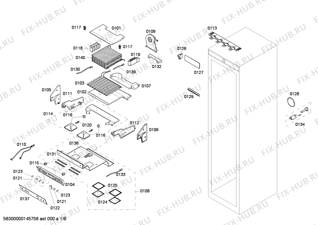 Схема №5 RF463201 с изображением Льдогенератор для холодильника Bosch 00684895